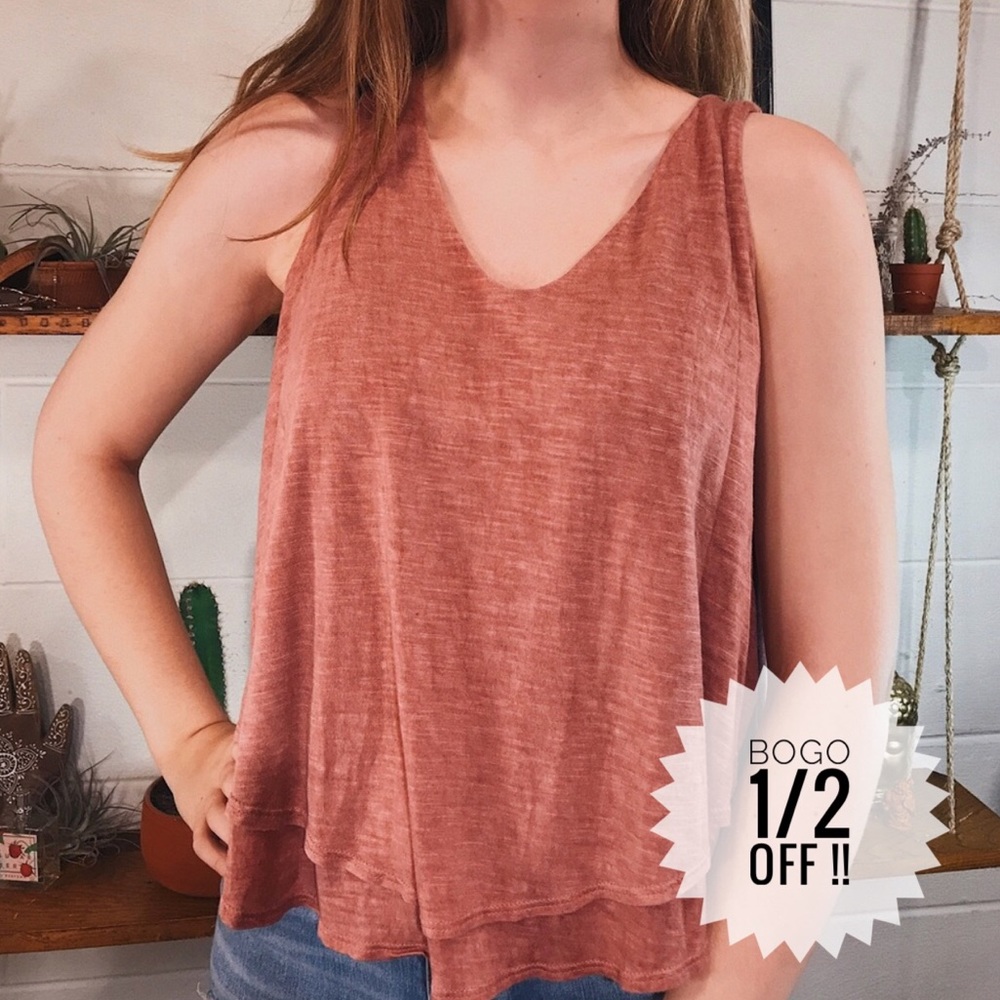 DONATING SOON blush/pink deep v neck tank top